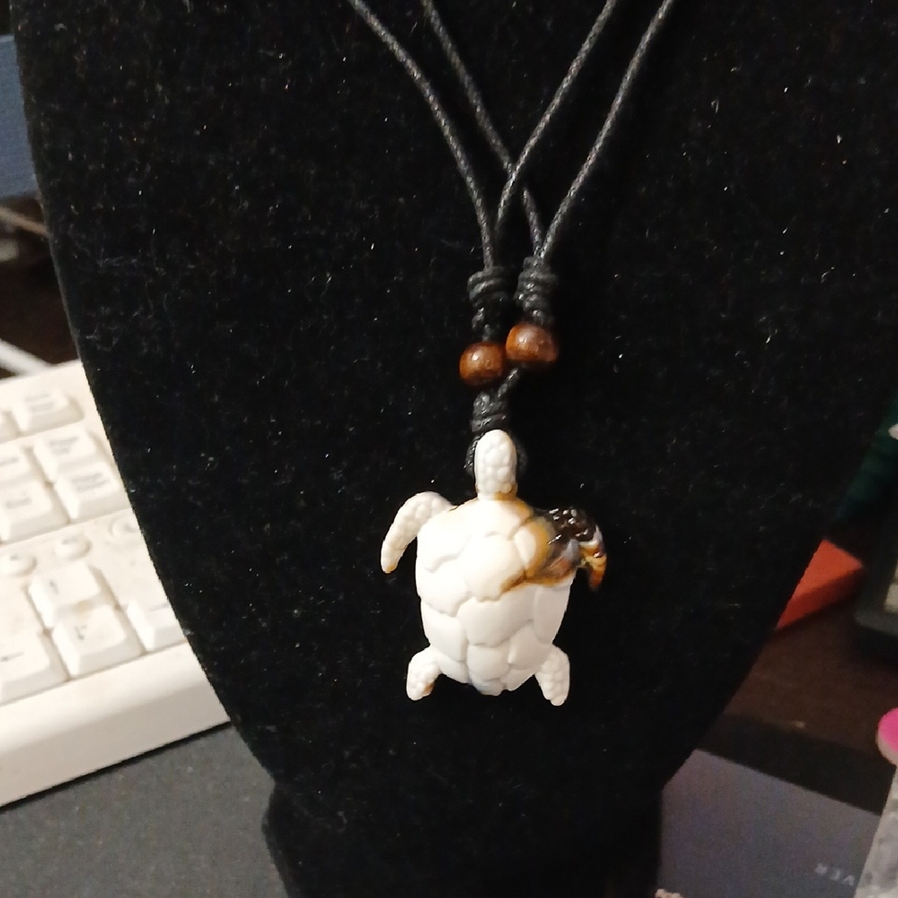 Hand Craved Turtle Pendant Necklace